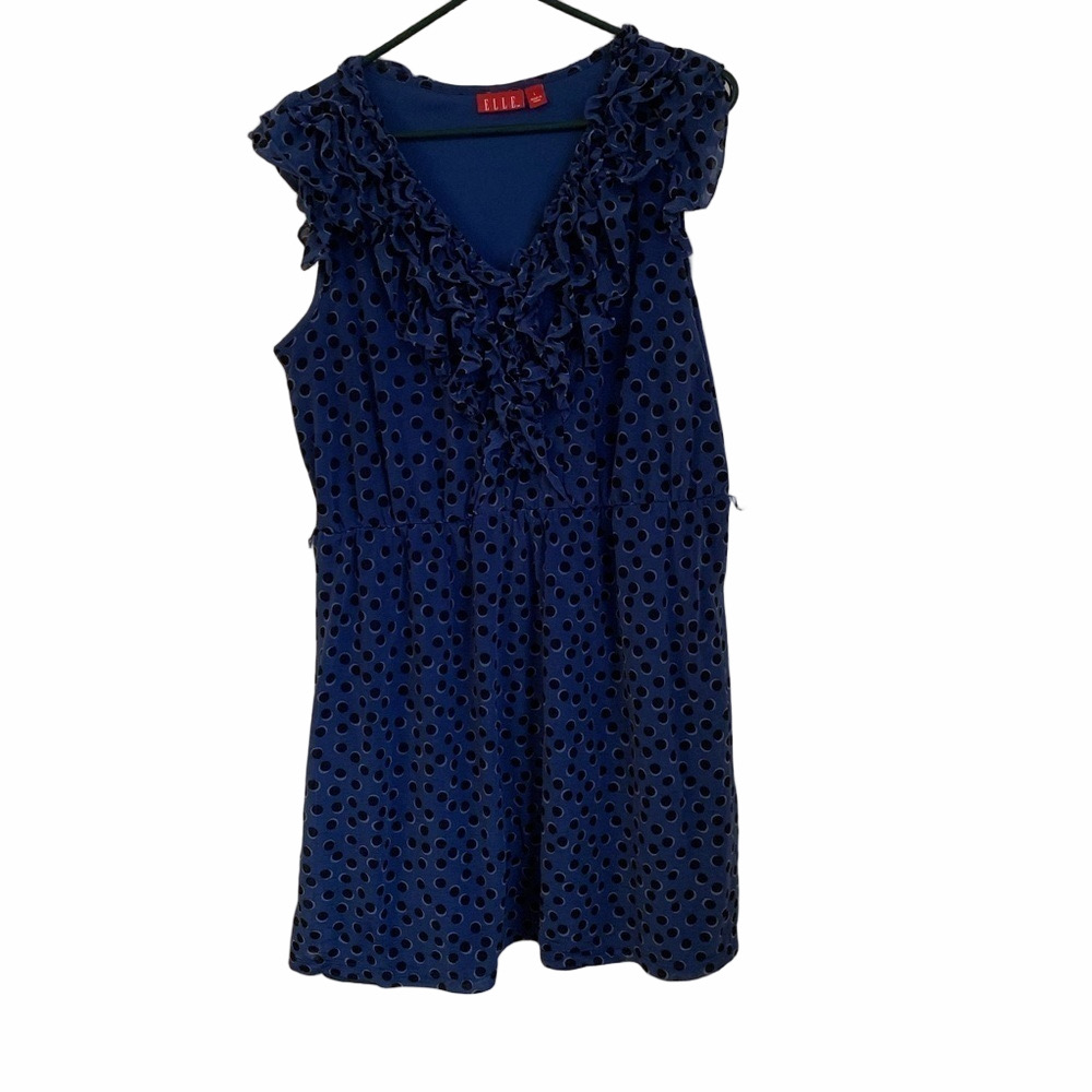 Elle Blue Polka Dot Dress Size Large